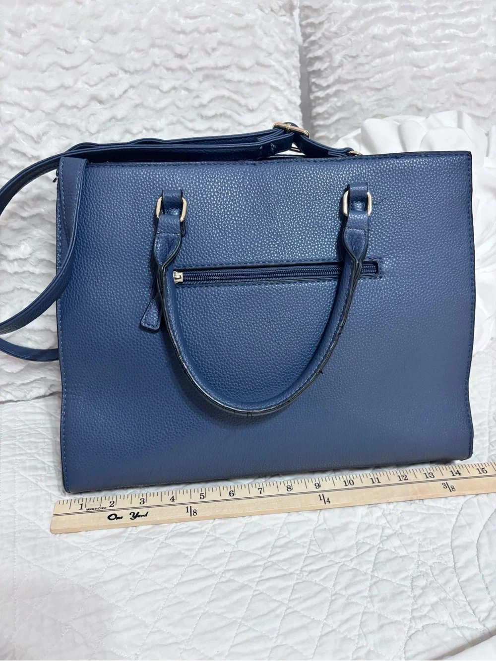 Mathew + Julian Navy Blue Satchel Shoulder Bag Gold Tone Hardware